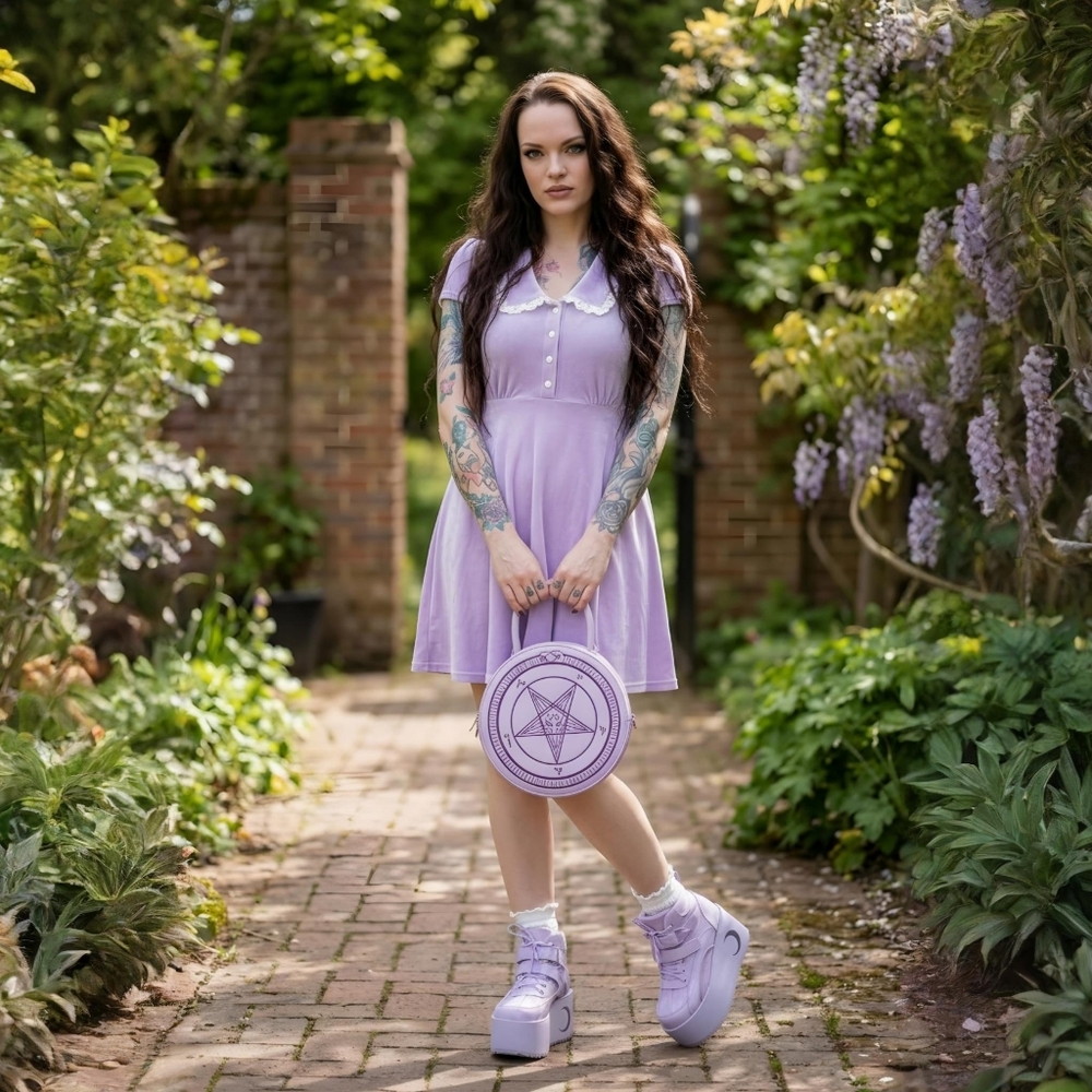 Killstar ✦ Every Mourning Lilac Velvet Dress ✦ Lace Collar Gothic Mini Dress S